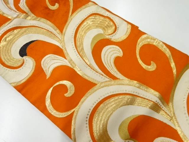 JAPANESE KIMONO / ANTIQUE NAGOYA OBI / SILK / WOVEN ARABESQUE